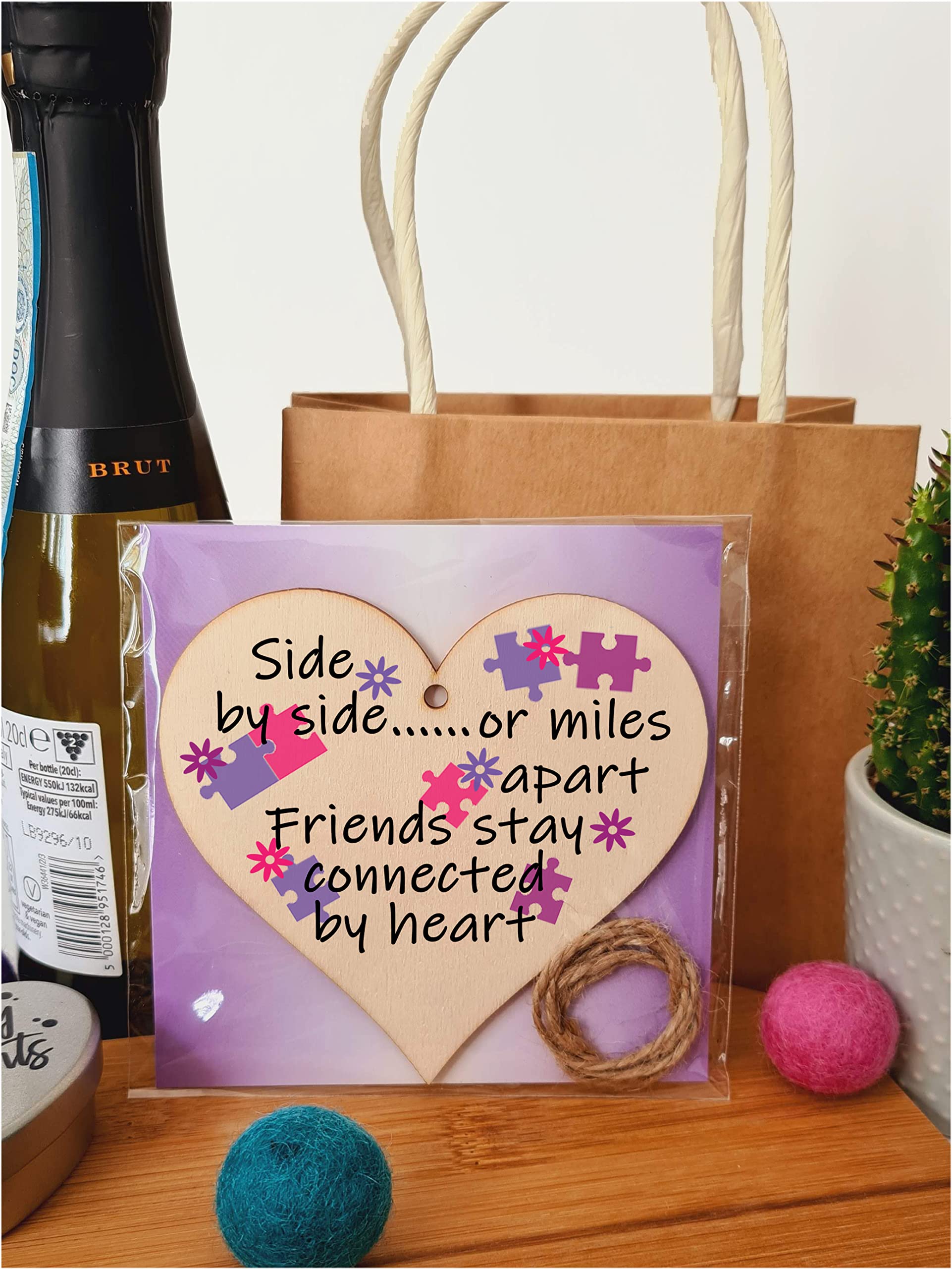 Handmade Wooden Hanging Heart Plaque Gift Perfect for your Best Friend Friendship Keepsake