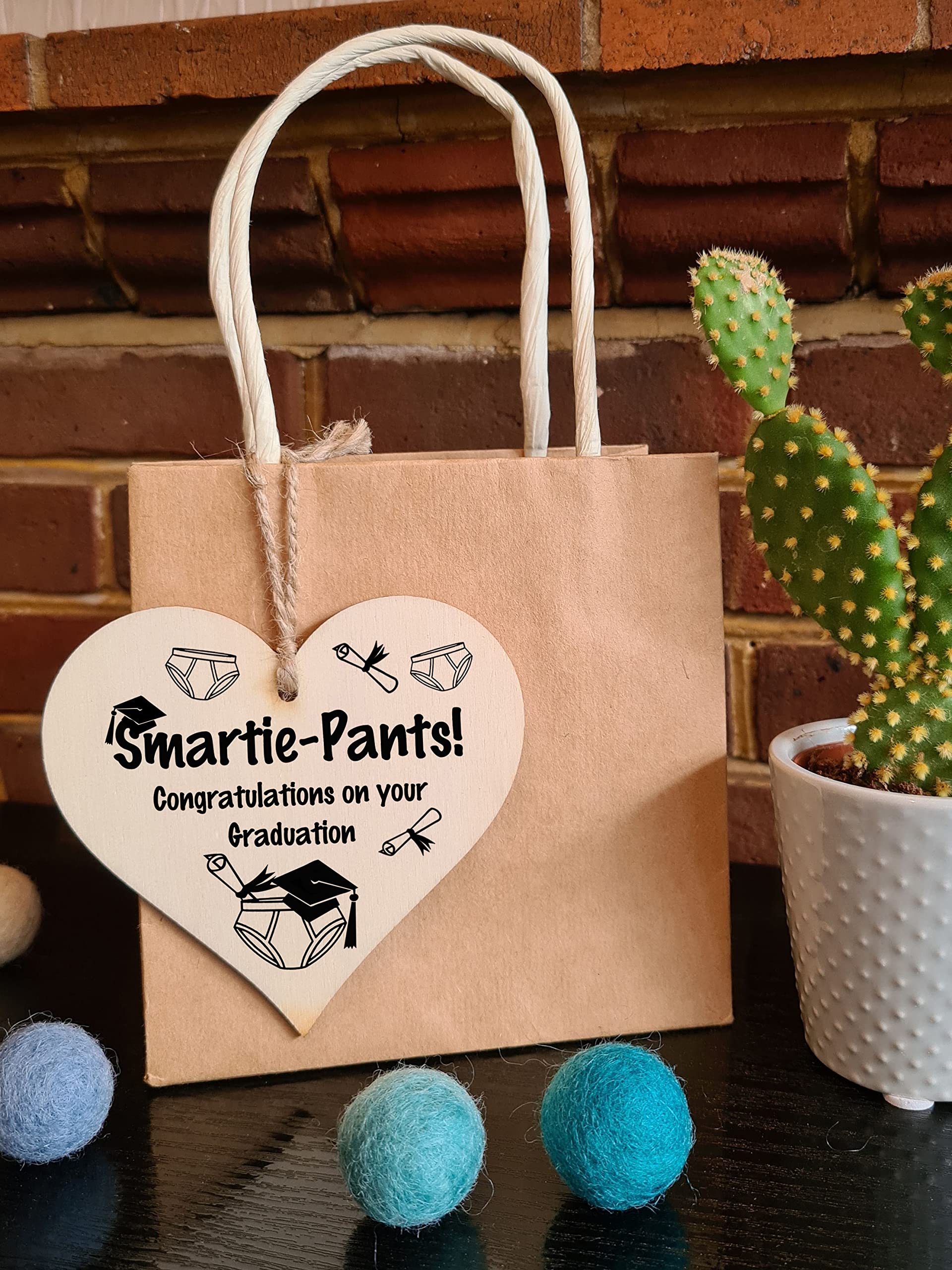 Handmade Wooden Hanging Heart Plaque Gift Well Done on Graduation Congratulations Keepsake