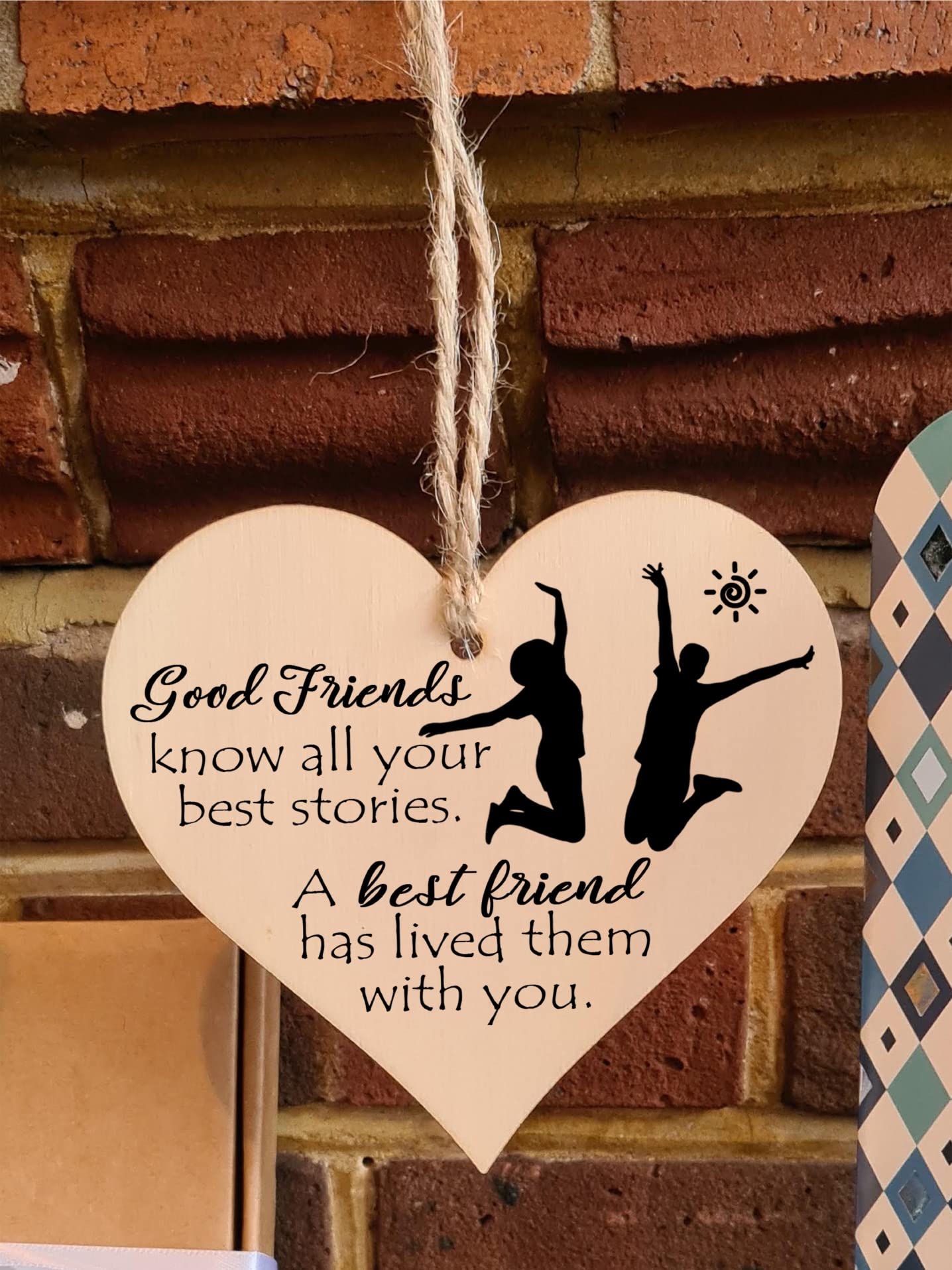Handmade Wooden Hanging Heart Plaque Gift Perfect for your Best Friend Friendship Keepsake