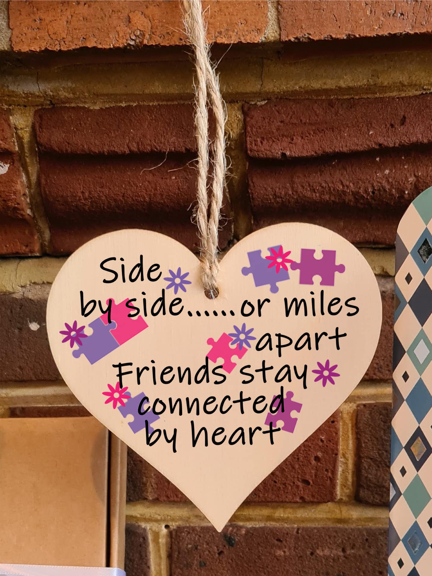 Handmade Wooden Hanging Heart Plaque Gift Perfect for your Best Friend Friendship Keepsake