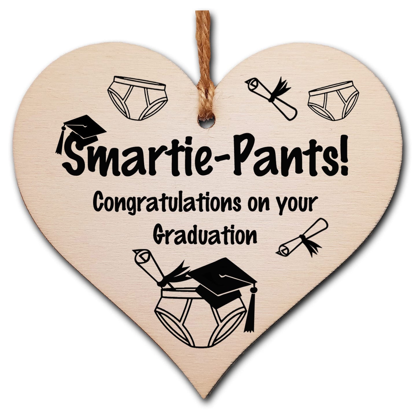 Handmade Wooden Hanging Heart Plaque Gift Well Done on Graduation Congratulations Keepsake