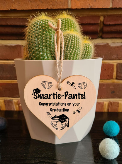 Handmade Wooden Hanging Heart Plaque Gift Well Done on Graduation Congratulations Keepsake