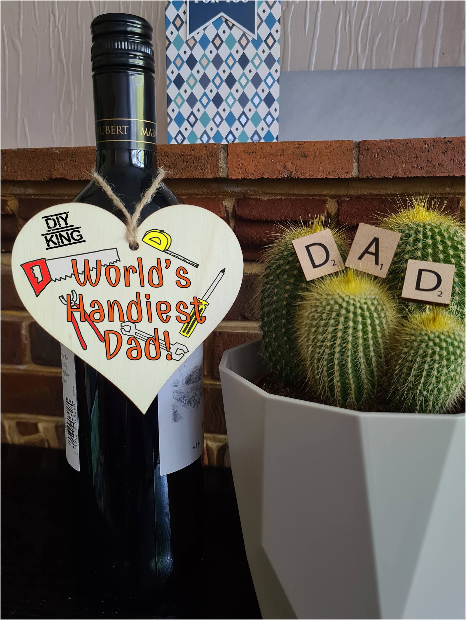 Handmade Wooden Hanging Heart Plaque Gift for Dad this Fathers Day Novelty Fun Thoughtful Keepsake for DIY Fan