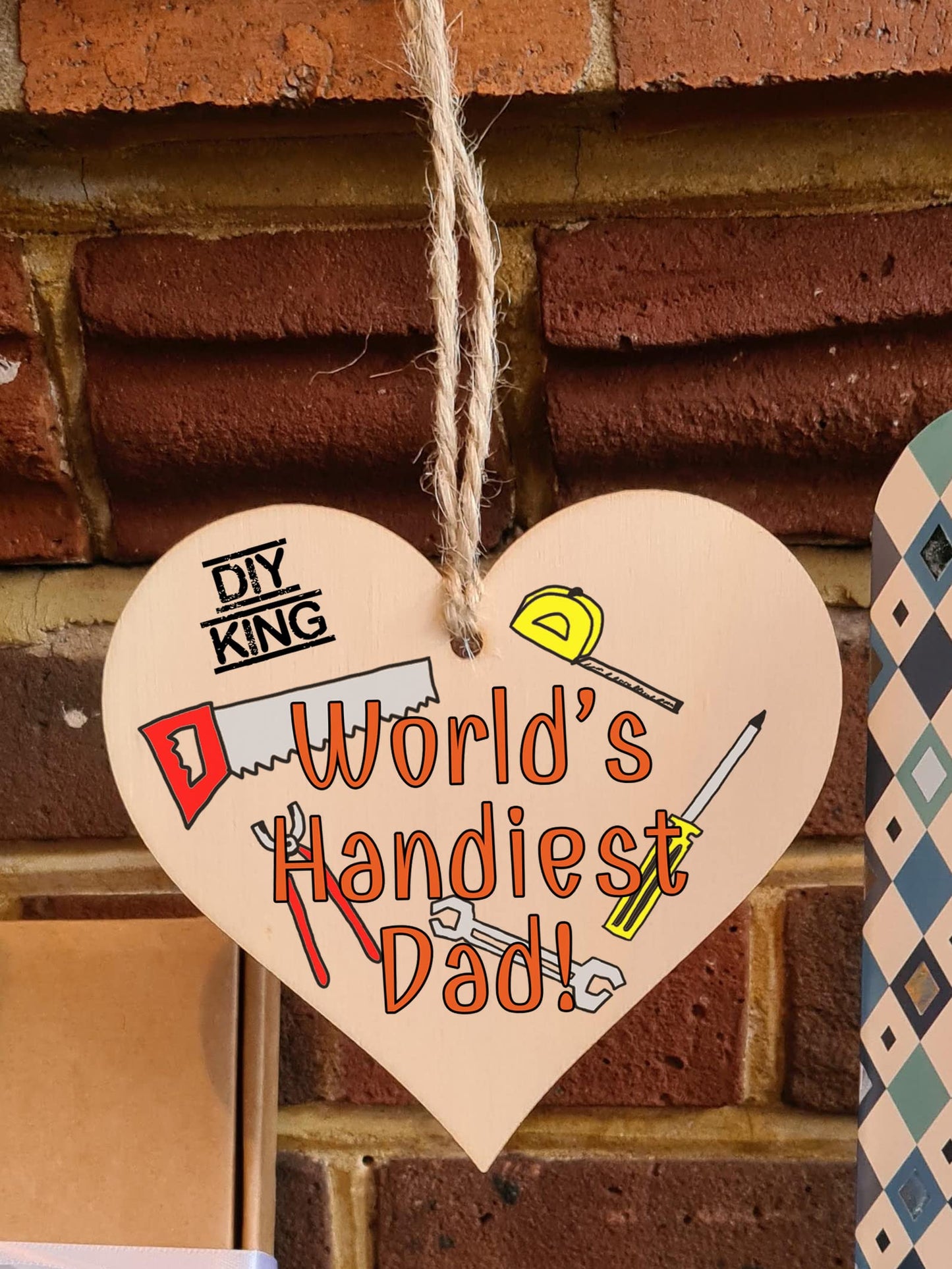 Handmade Wooden Hanging Heart Plaque Gift for Dad this Fathers Day Novelty Fun Thoughtful Keepsake for DIY Fan