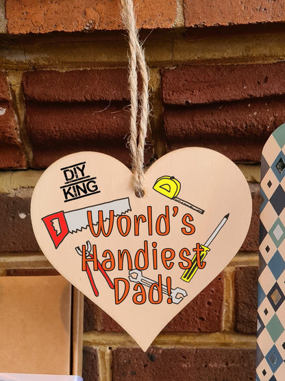 Handmade Wooden Hanging Heart Plaque Gift for Dad this Fathers Day Novelty Fun Thoughtful Keepsake for DIY Fan