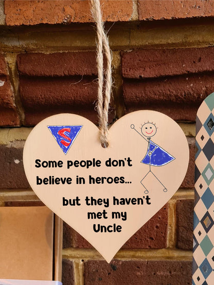 Handmade Wooden Hanging Heart Plaque Gift for Uncle Novelty Funny Keepsake