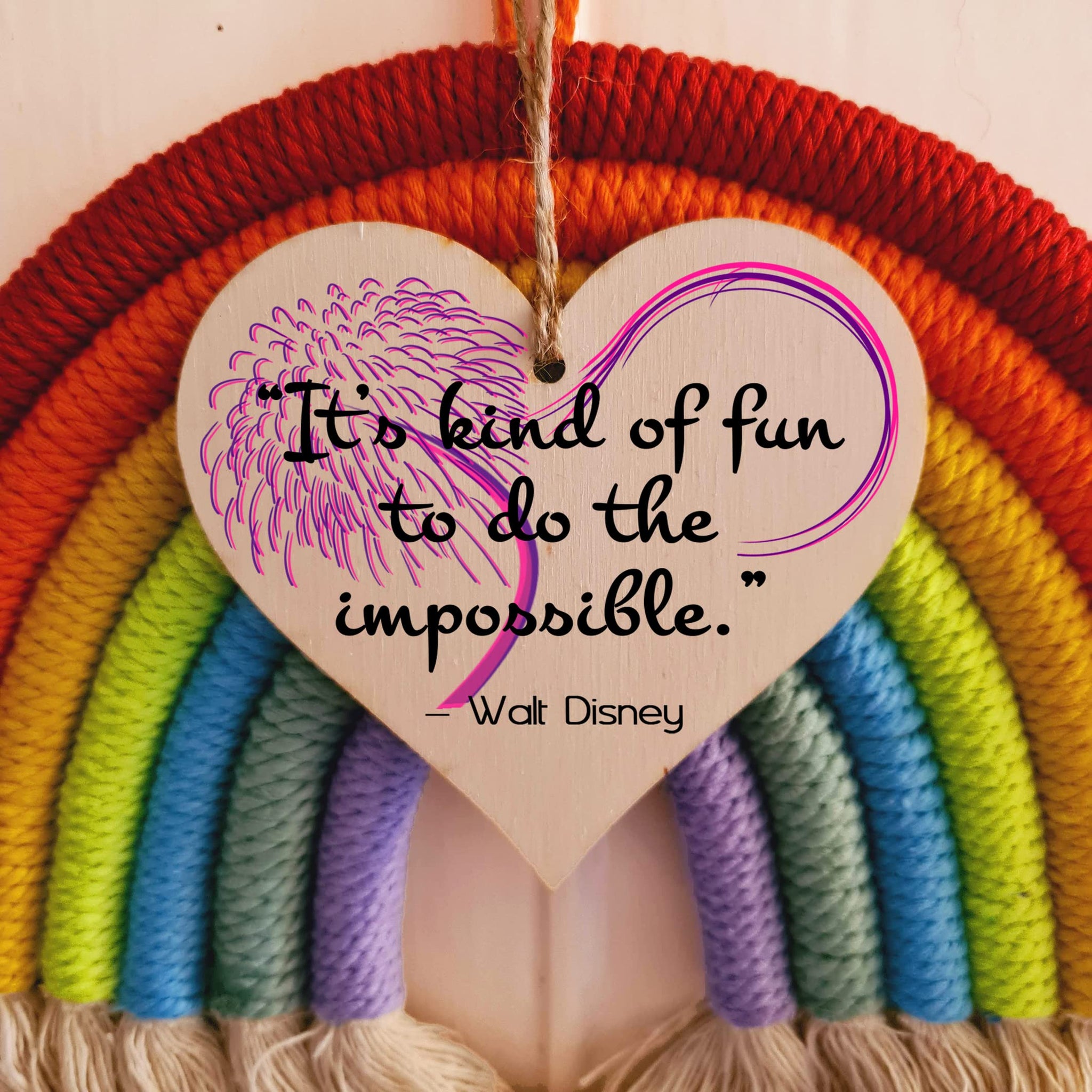 Handmade Wooden Hanging Heart Plaque Gift for Someone Special Inspirational Gift or Self Motivational Famous Quote