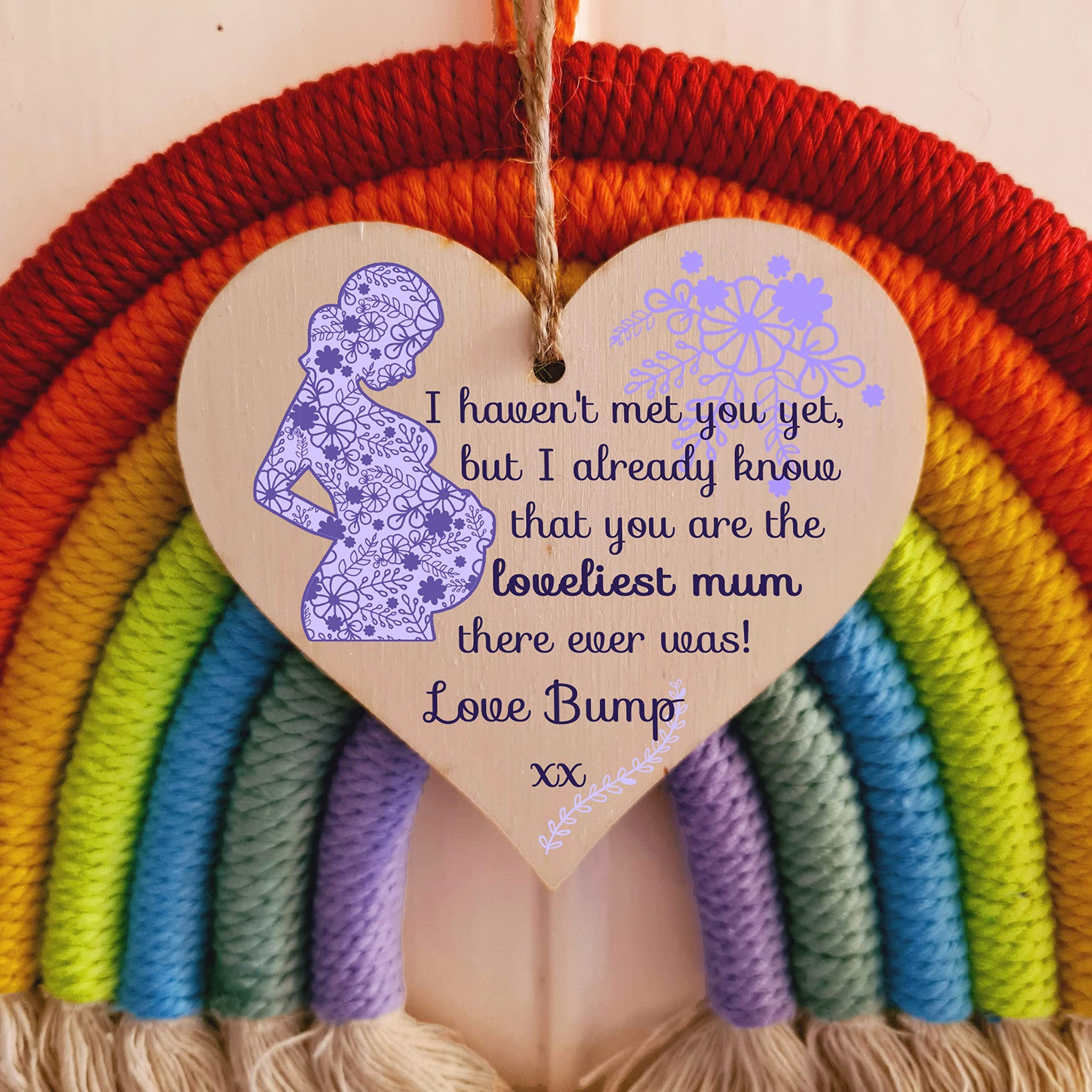 The Plum Penguin Handmade Wooden Hanging Heart Plaque perfect for mum to be pregnant special keepsake loveliest mum to be from bump cute fun card alternative from baby