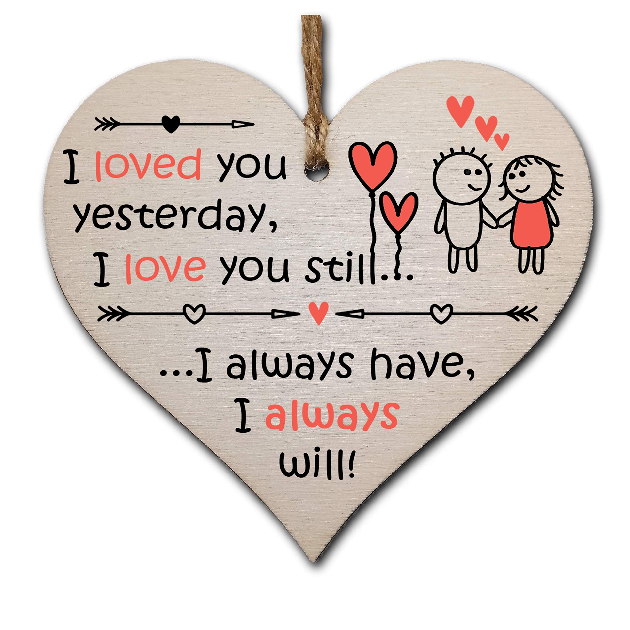 The Plum Penguin Handmade Wooden Hanging Heart Plaque Valentine's Gift for someone special boyfriend girlfriend husband wife romantic keepsake
