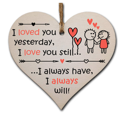 The Plum Penguin Handmade Wooden Hanging Heart Plaque Valentine's Gift for someone special boyfriend girlfriend husband wife romantic keepsake