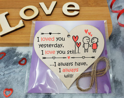 The Plum Penguin Handmade Wooden Hanging Heart Plaque Valentine's Gift for someone special boyfriend girlfriend husband wife romantic keepsake