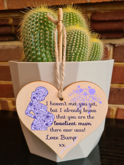 The Plum Penguin Handmade Wooden Hanging Heart Plaque perfect for mum to be pregnant special keepsake loveliest mum to be from bump cute fun card alternative from baby