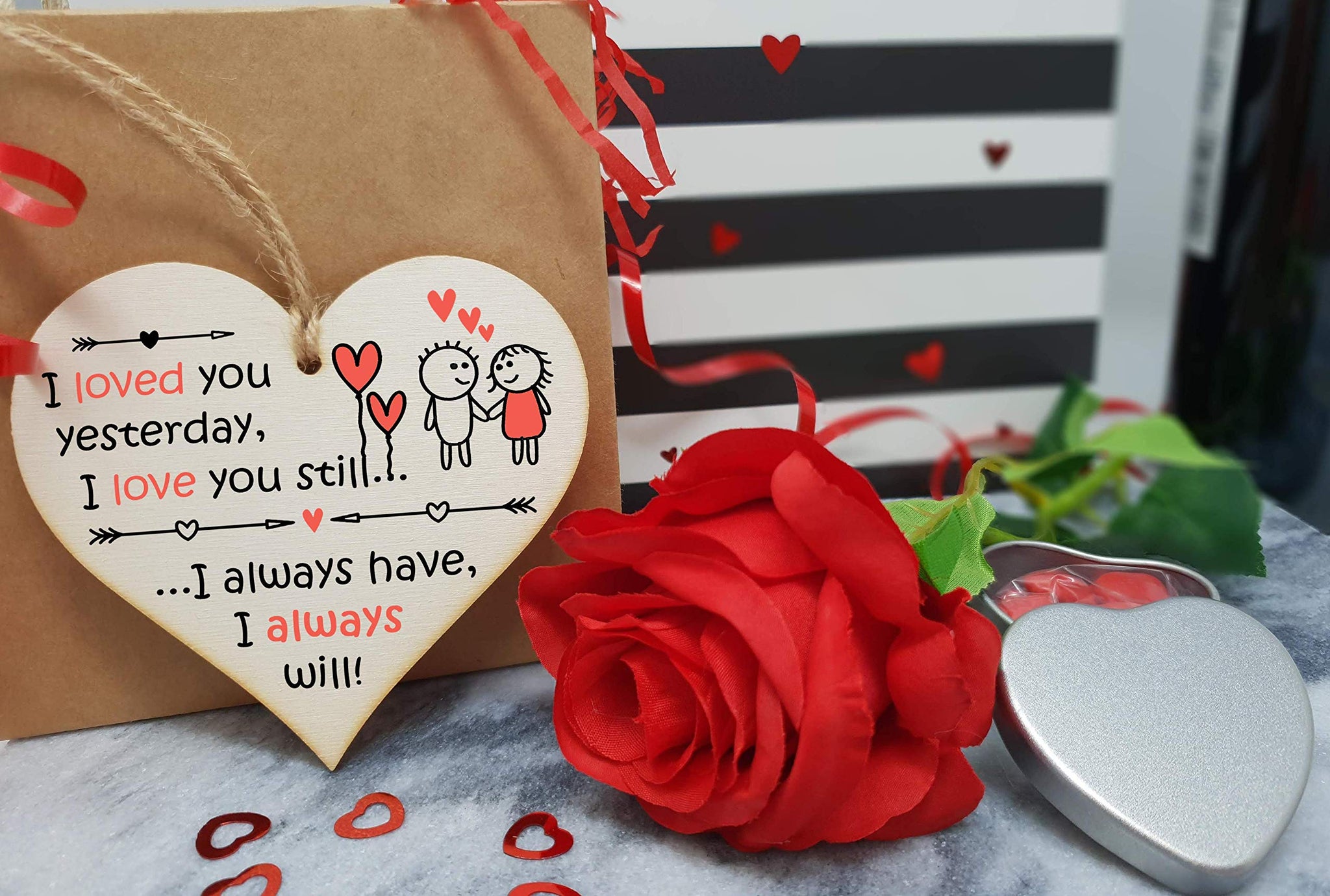 The Plum Penguin Handmade Wooden Hanging Heart Plaque Valentine's Gift for someone special boyfriend girlfriend husband wife romantic keepsake