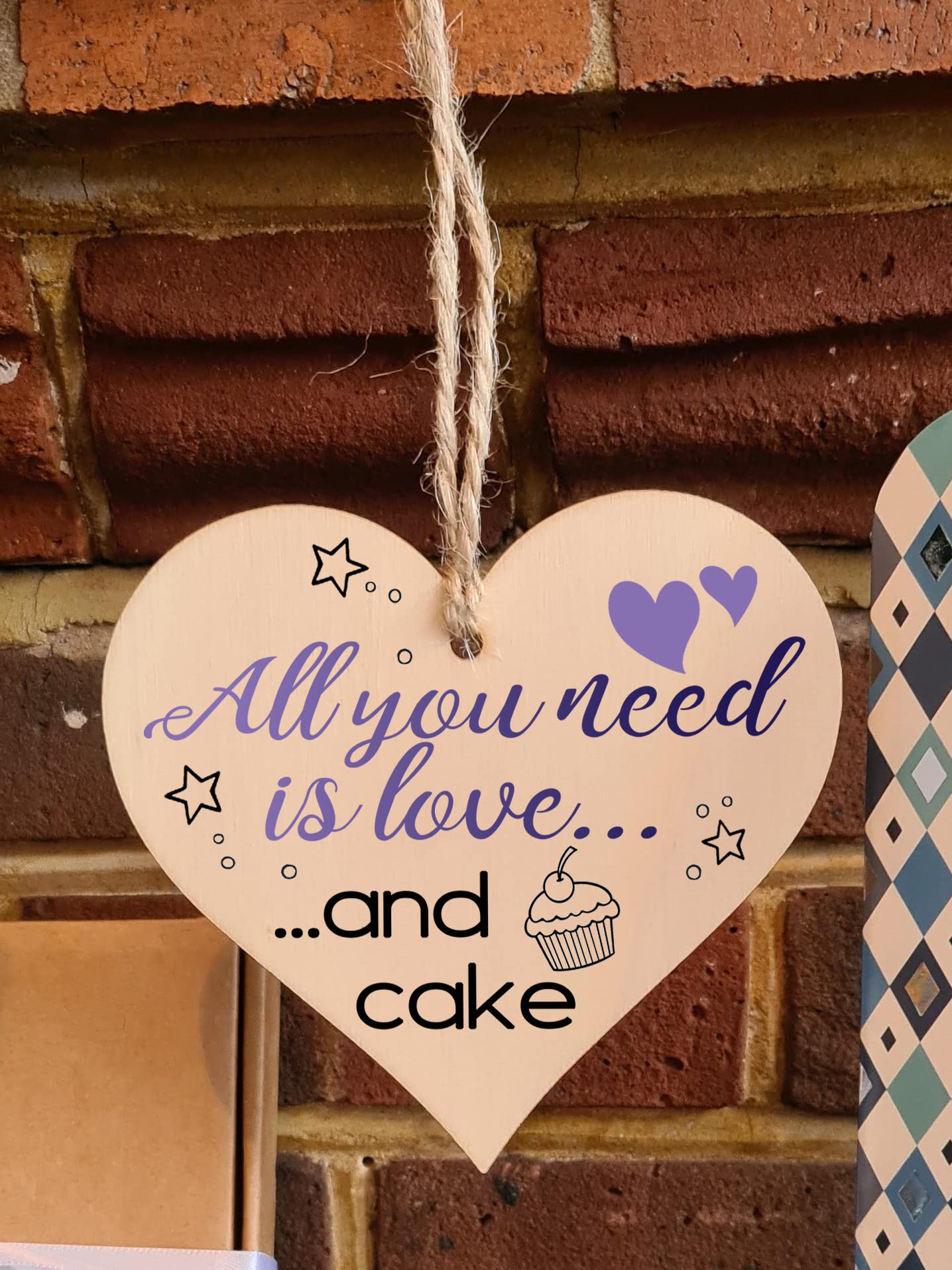 Handmade Wooden Hanging Heart Plaque Gift for Cake Lovers Novelty Funny Keepsake