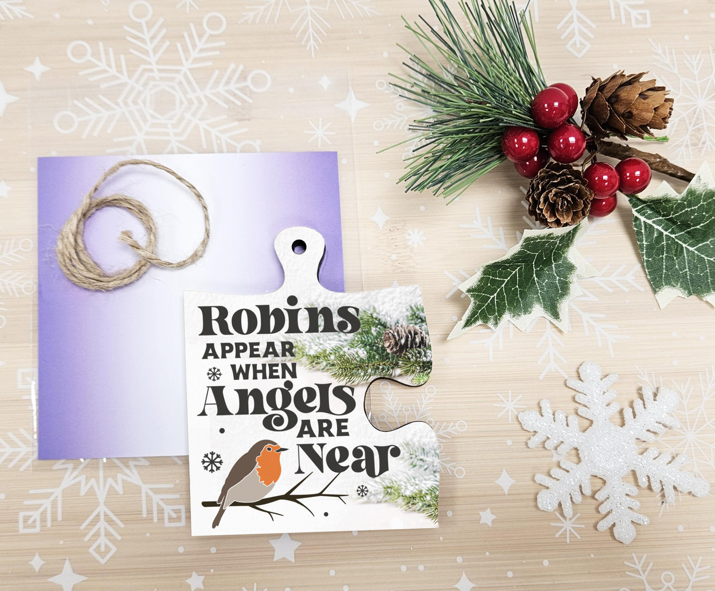 The Plum Penguin Christmas Hanging Jigsaw Puzzle Piece Gift Tag Robins Appear Angels Rememberance Bauble Ornament