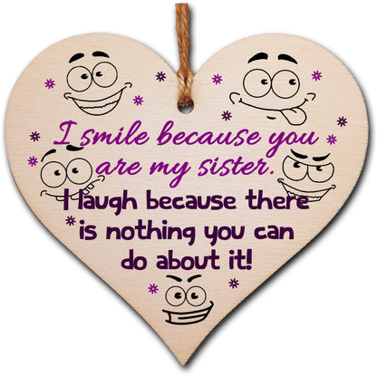 Handmade Wooden Hanging Heart Plaque Gift Perfect for Sisters Lovely Friendship Keepsake