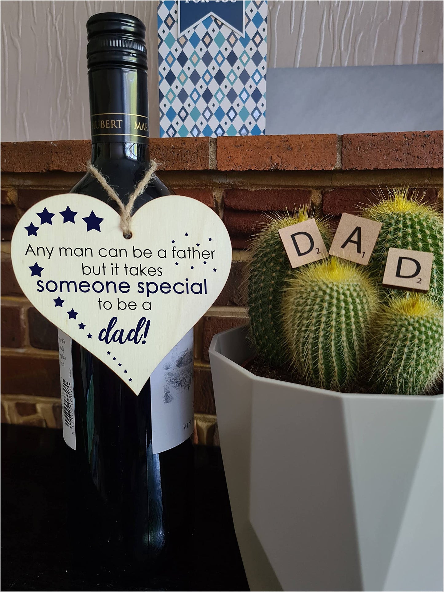 Handmade Wooden Hanging Heart Plaque Gift for Dad this Fathers Day Thoughtful Keepsake