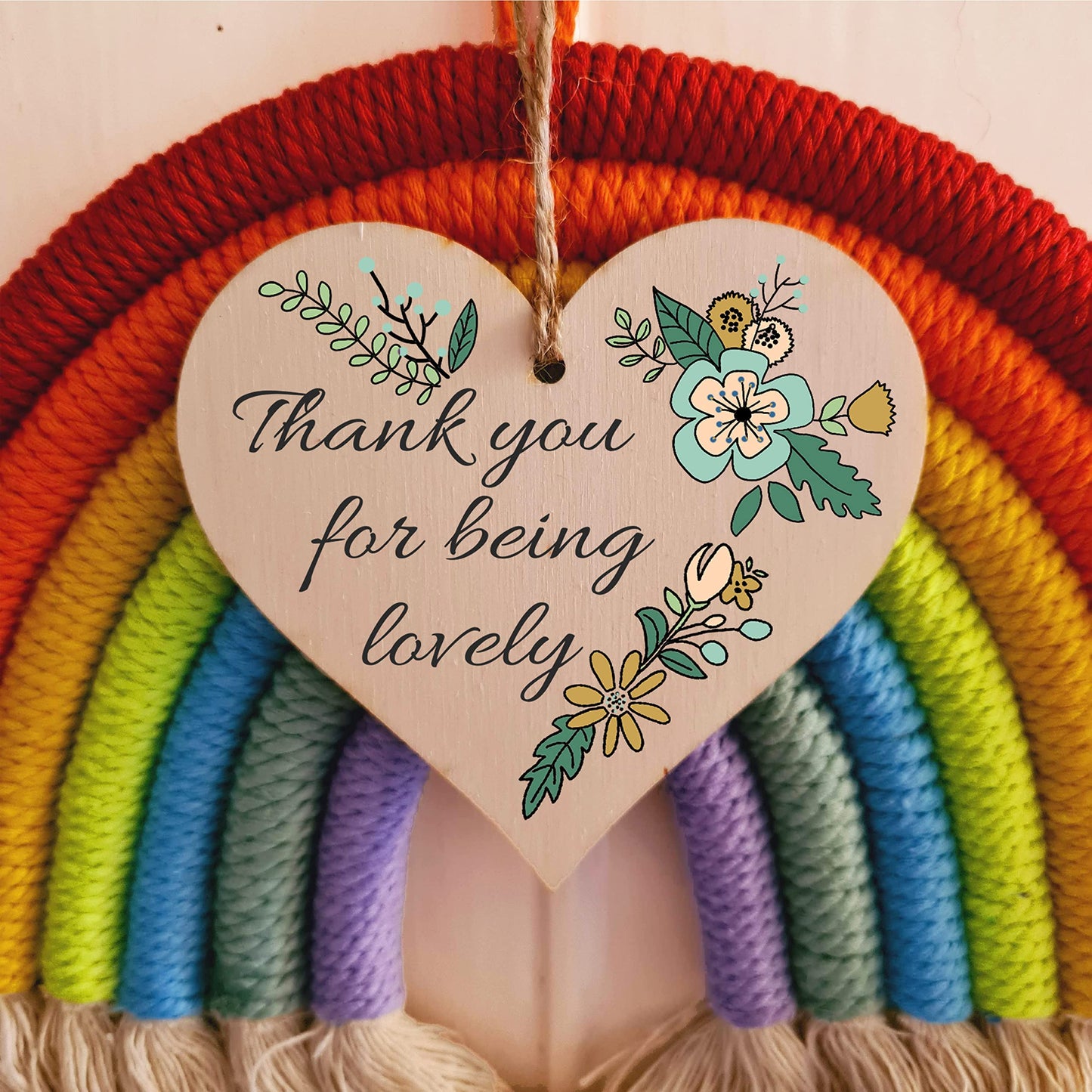 Handmade Wooden Hanging Heart Plaque Gift for Someone Special Thoughtful Thank you Keepsake Card Alternative