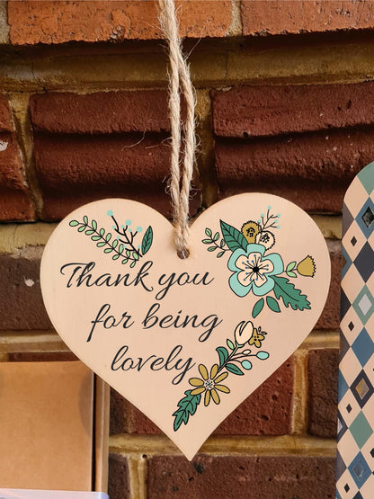 Handmade Wooden Hanging Heart Plaque Gift for Someone Special Thoughtful Thank you Keepsake Card Alternative