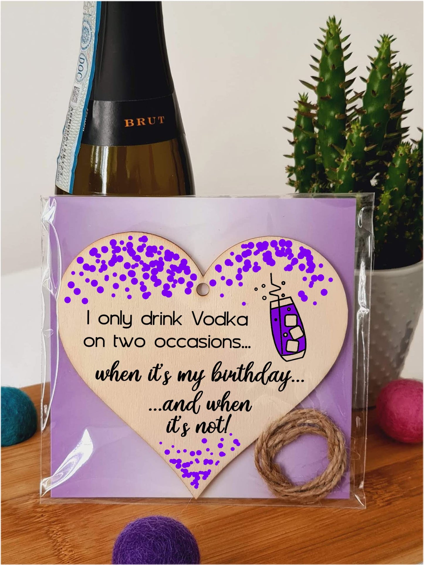 The Plum Penguin Handmade Wooden Hanging Heart Plaque Gift I only drink Vodka on two occasions Novelty Alcohol Funny Birthday Keepsake