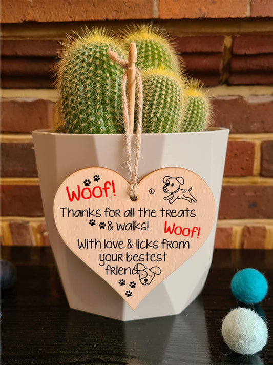 Handmade Wooden Hanging Heart Plaque Gift for Dad this Fathers Day Dog Novelty Fun Keepsake
