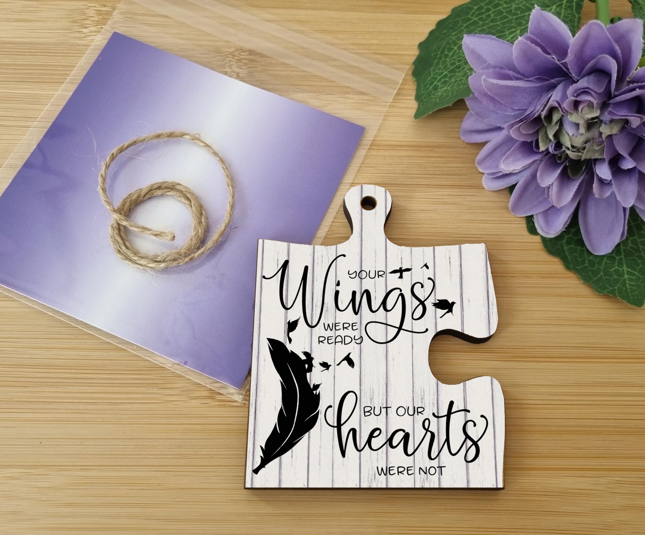 The Plum Penguin Hanging Jigsaw Puzzle Piece Your Wings Were Ready Hearts Remembrance Sign Ornament