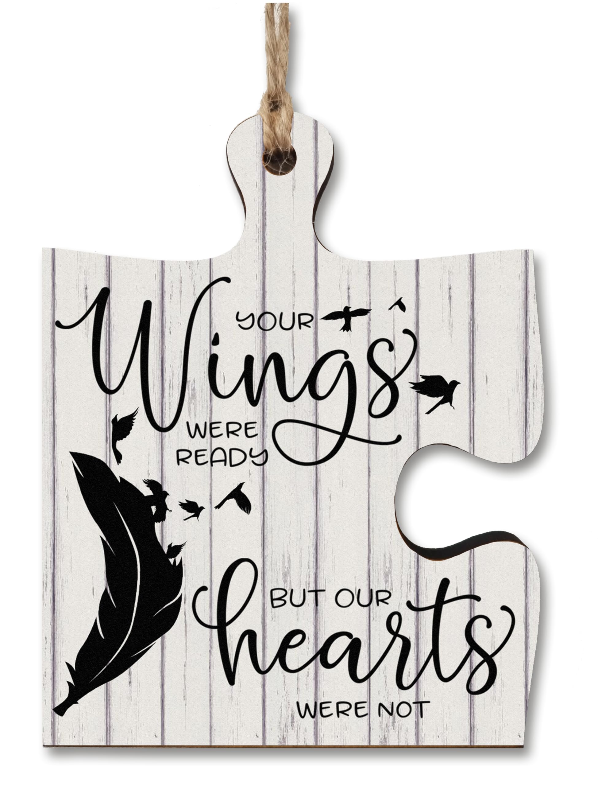 The Plum Penguin Hanging Jigsaw Puzzle Piece Your Wings Were Ready Hearts Remembrance Sign Ornament