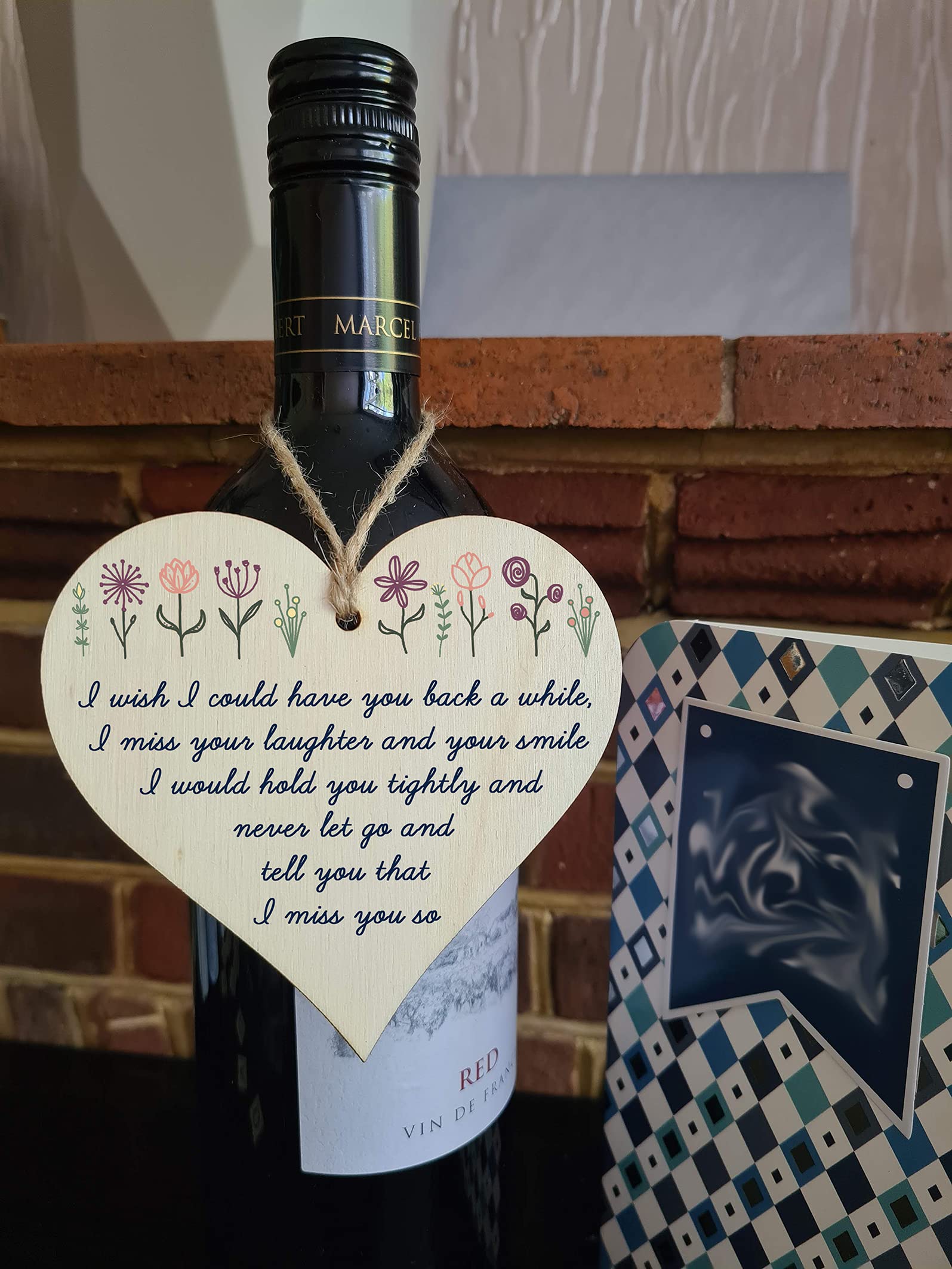 The Plum Penguin Handmade Wooden Hanging Heart Plaque Gift Miss Your Laughter Smile Hold Tight Bereavement In Memory Keepsake Wall Hanger