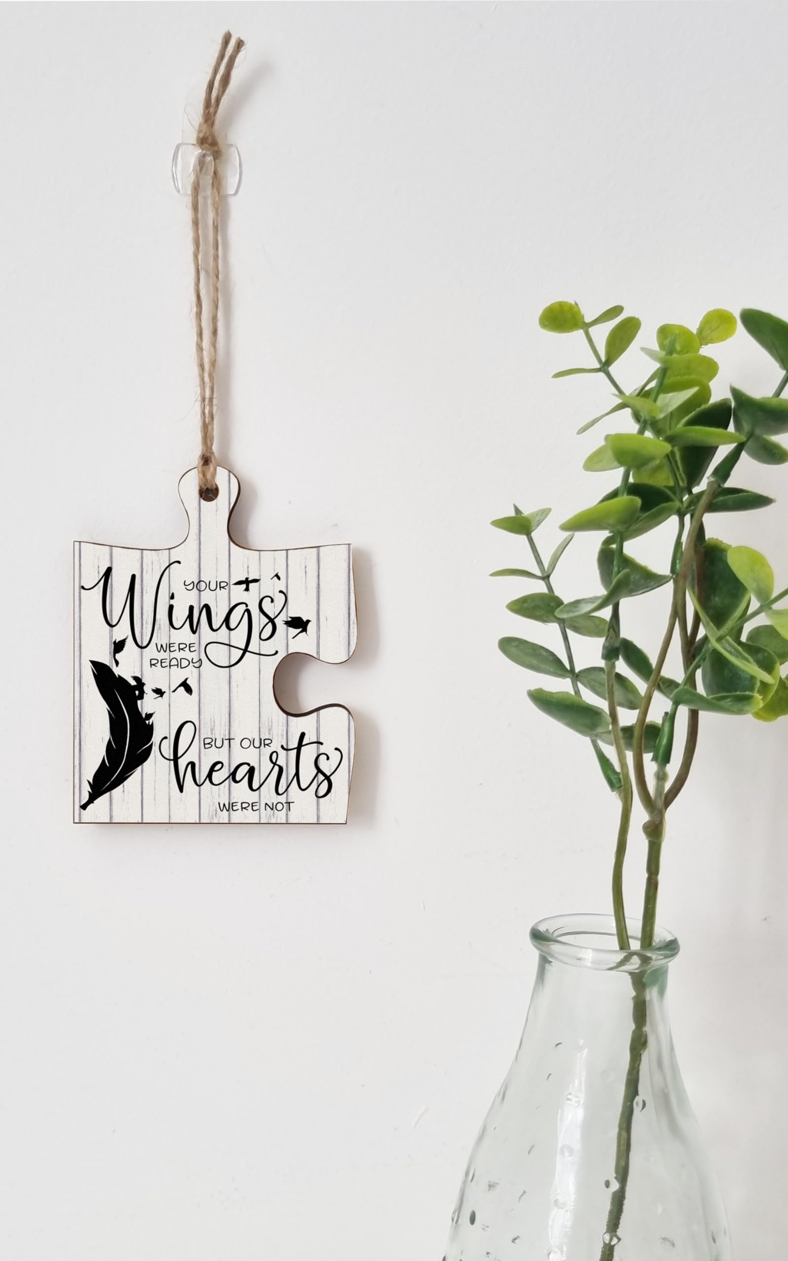 The Plum Penguin Hanging Jigsaw Puzzle Piece Your Wings Were Ready Hearts Remembrance Sign Ornament