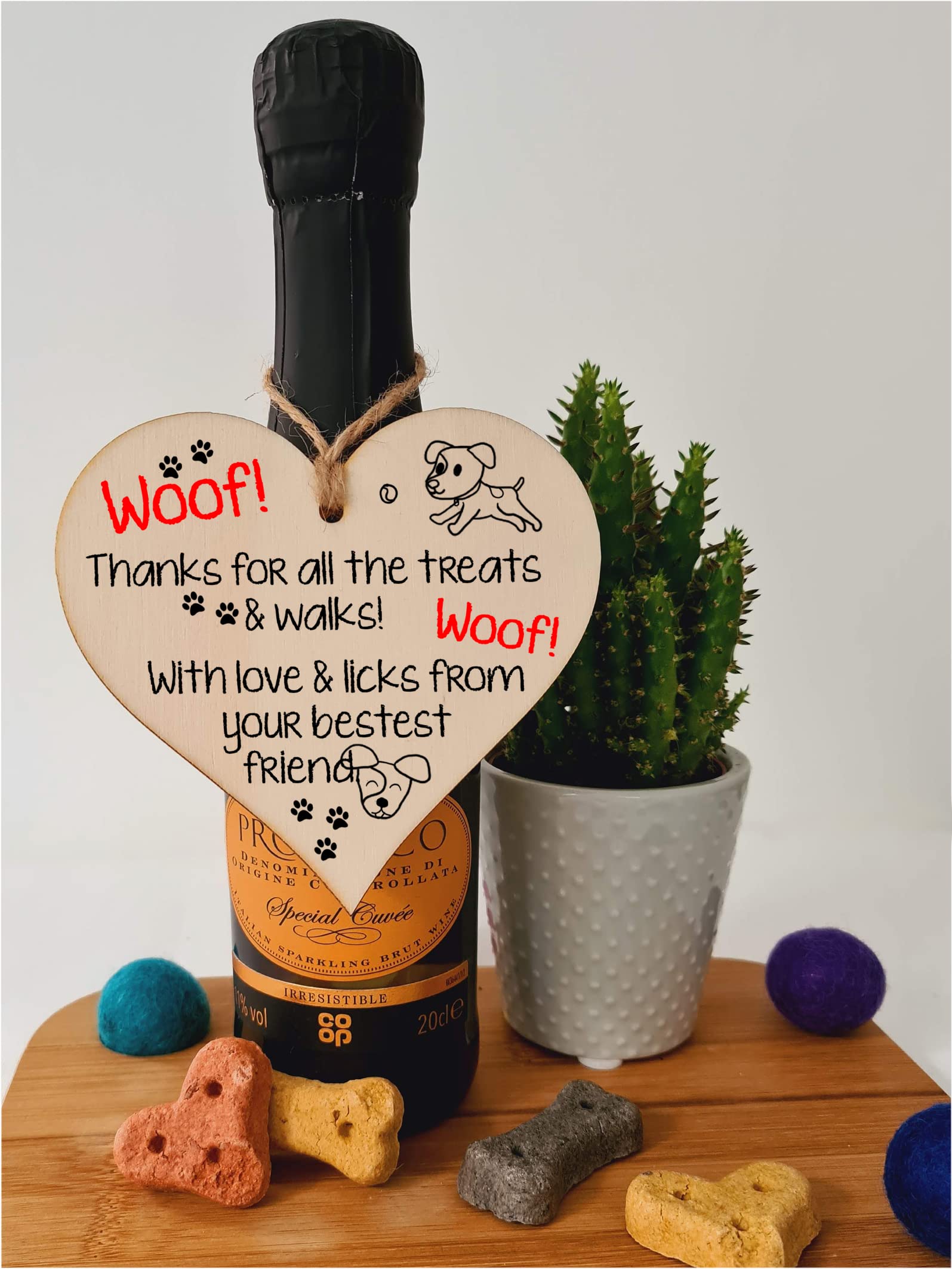 Handmade Wooden Hanging Heart Plaque Gift for Dad this Fathers Day Dog Novelty Fun Keepsake