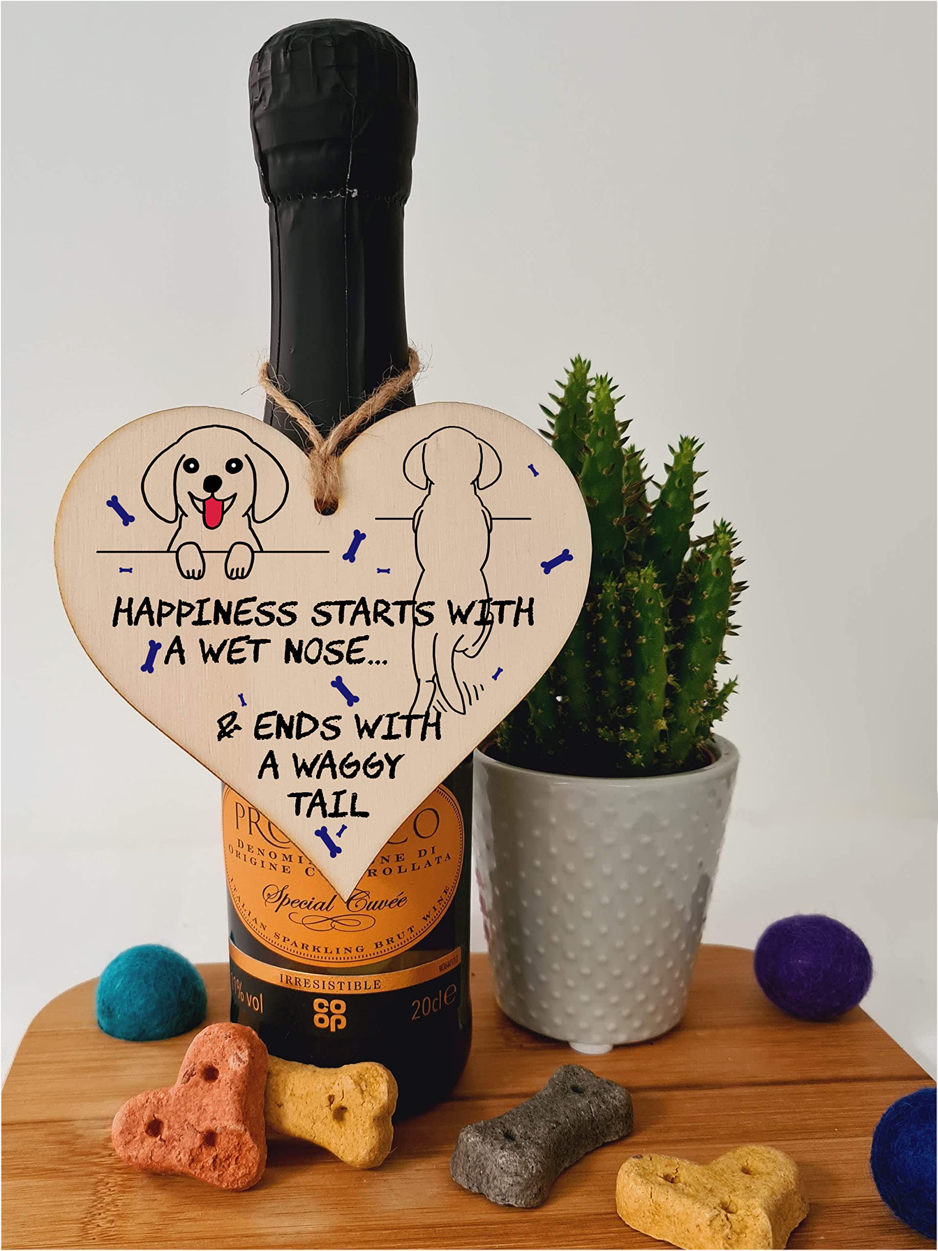 Handmade Wooden Hanging Heart Plaque Gift Perfect for Dog Lovers Pet Keepsake Novelty Decoration