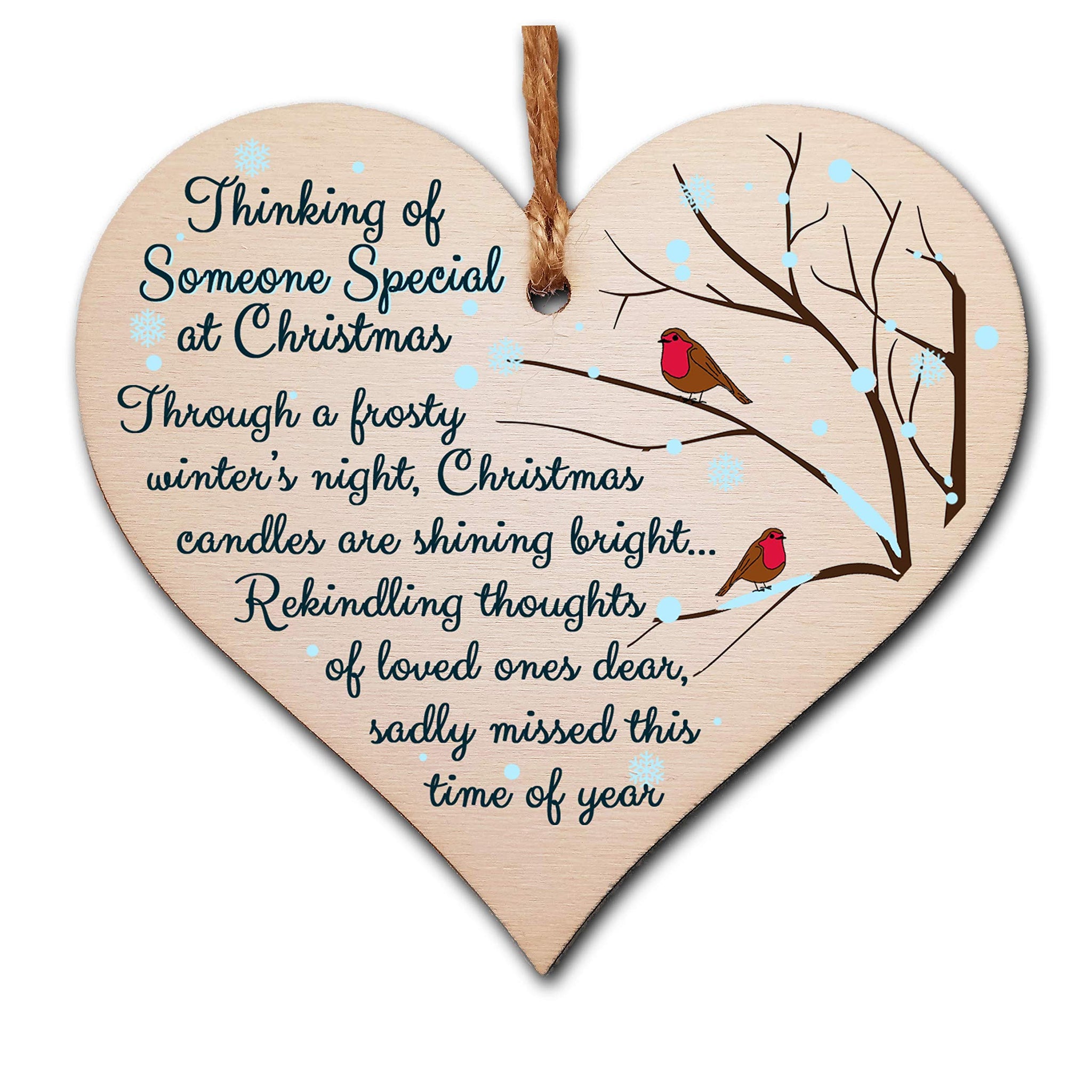The Plum Penguin Handmade Wooden Christmas Hanging Heart Plaque Gift Thing of someone special sentimental missing you rememberance lost loved ones tree decoration