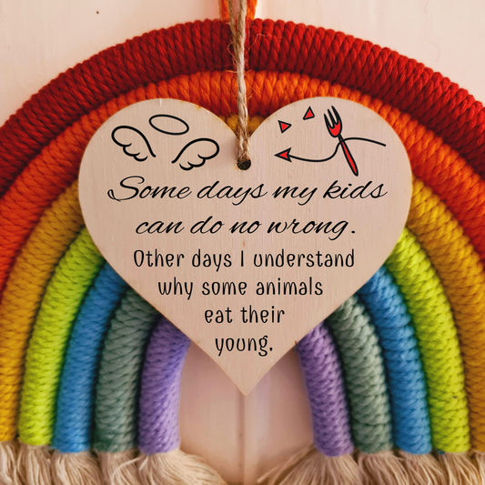 Handmade Wooden Hanging Heart Plaque Gift for Mum Funny Gift about Motherhood