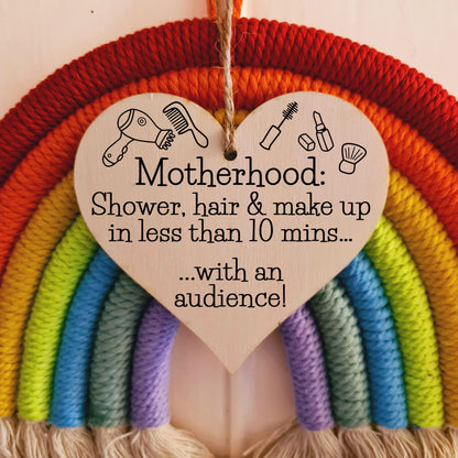 Handmade Wooden Hanging Heart Plaque Gift for Mum Funny Gift about Motherhood