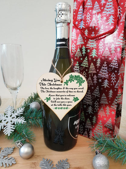 Handmade Wooden Hanging Heart Plaque Gift to Remember Lost Loved Ones at Christmas