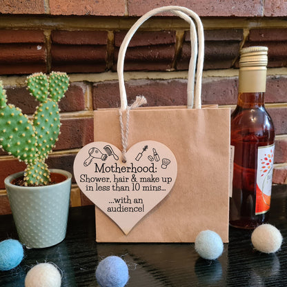 Handmade Wooden Hanging Heart Plaque Gift for Mum Funny Gift about Motherhood