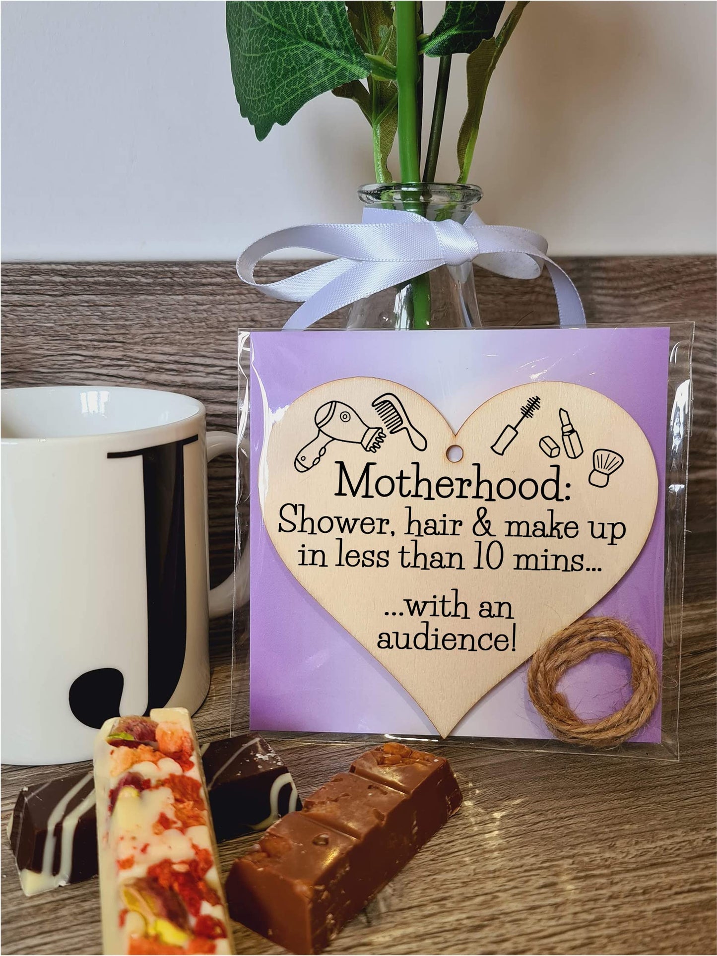 Handmade Wooden Hanging Heart Plaque Gift for Mum Funny Gift about Motherhood