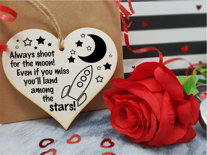 Handmade Wooden Hanging Heart Plaque Gift for Someone Special Inspirational Gift or Self Motivational Treat