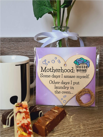 Handmade Wooden Hanging Heart Plaque Gift for Mum Funny Gift about Motherhood