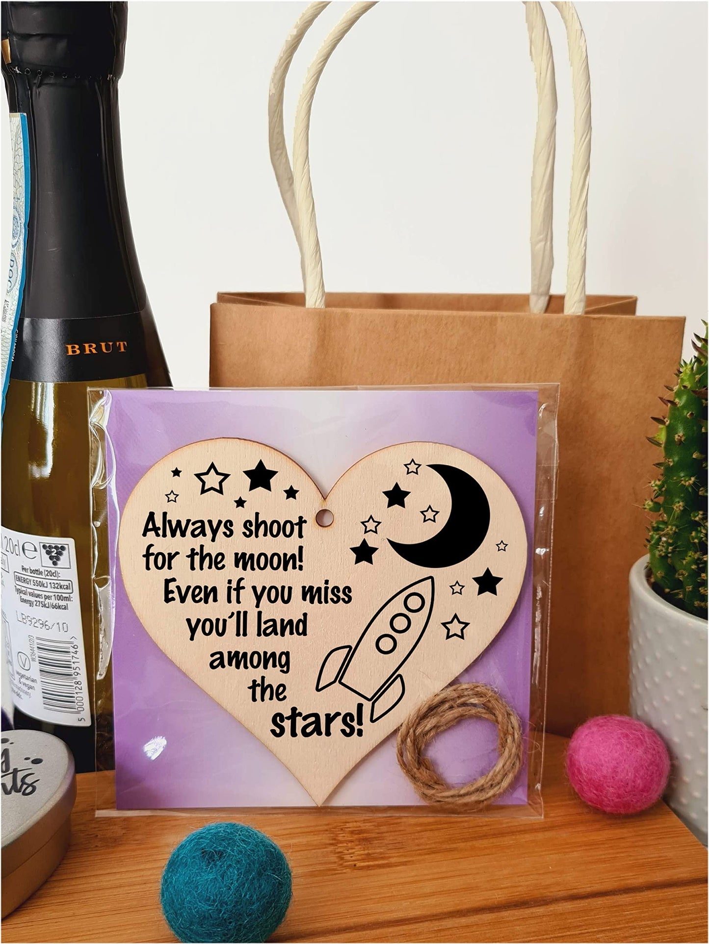 Handmade Wooden Hanging Heart Plaque Gift for Someone Special Inspirational Gift or Self Motivational Treat