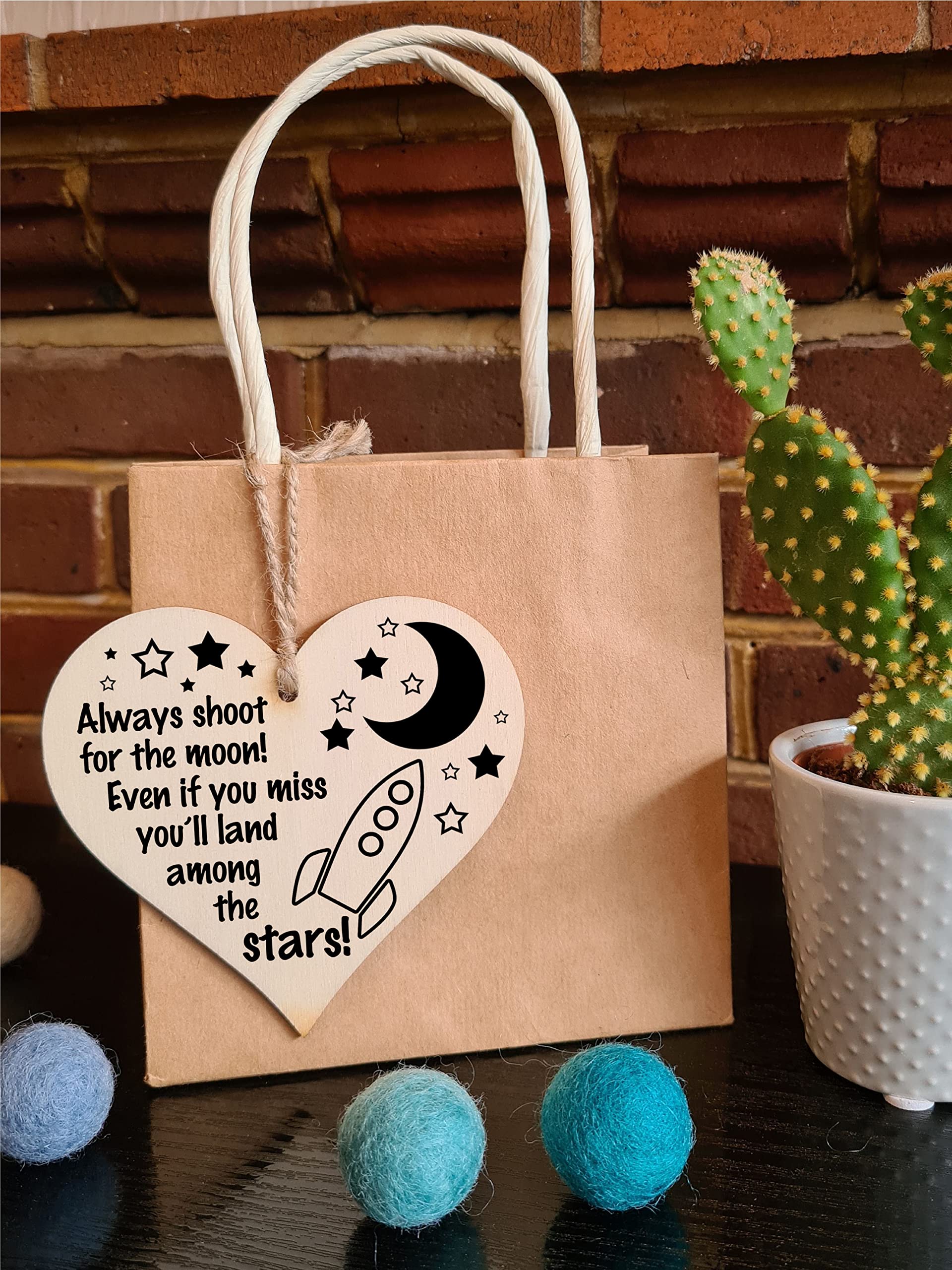 Handmade Wooden Hanging Heart Plaque Gift for Someone Special Inspirational Gift or Self Motivational Treat