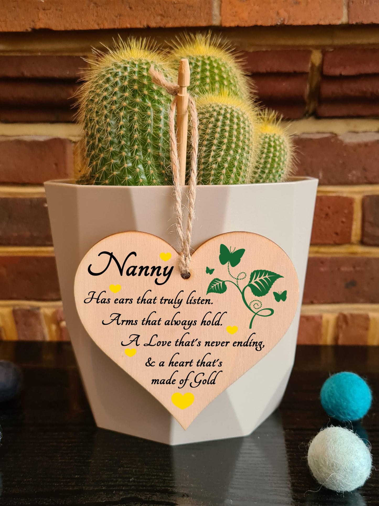 Handmade Wooden Hanging Heart Plaque Gift for Nanny Loving Thoughtful Present