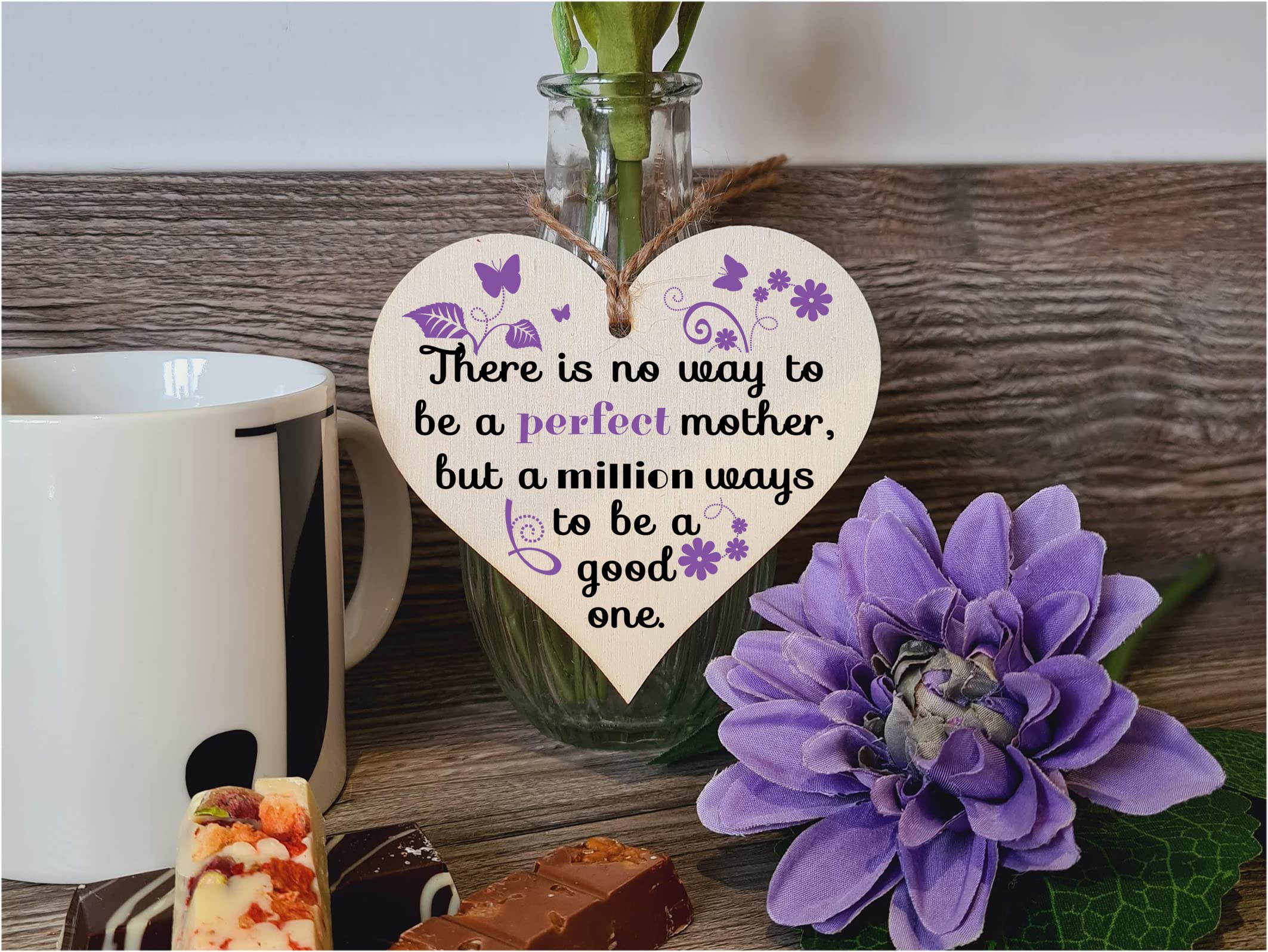 Handmade Wooden Hanging Heart Plaque Gift for Mum Loving Thoughtful Present