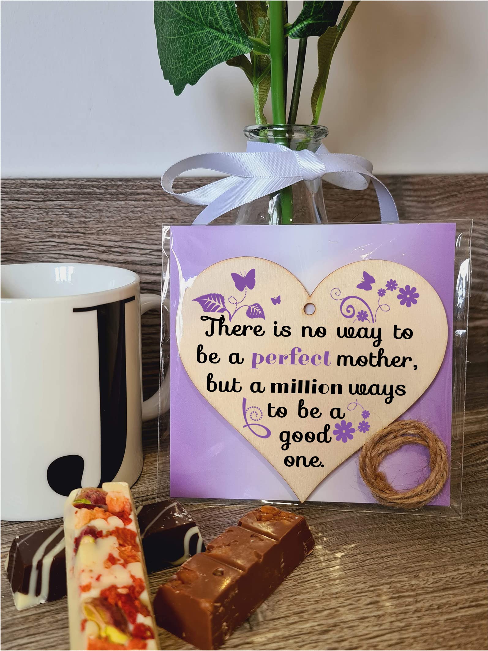 Handmade Wooden Hanging Heart Plaque Gift for Mum Loving Thoughtful Present