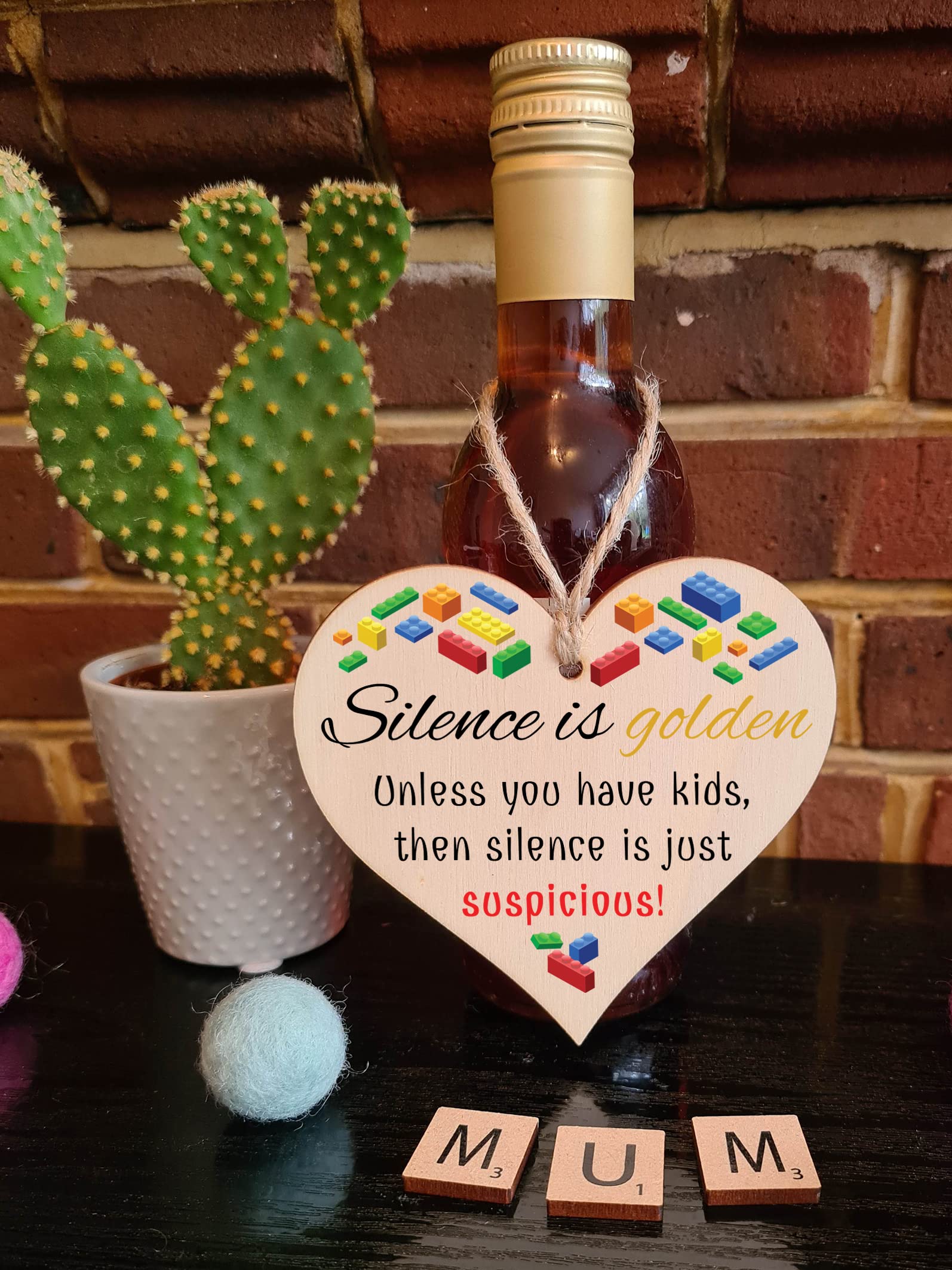 Handmade Wooden Hanging Heart Plaque Gift for Mum Funny Gift about Motherhood