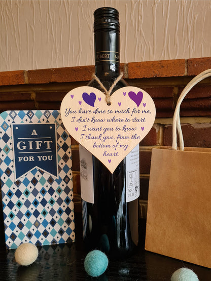 Handmade Wooden Hanging Heart Plaque Gift for Someone Special Thank you Keepsake