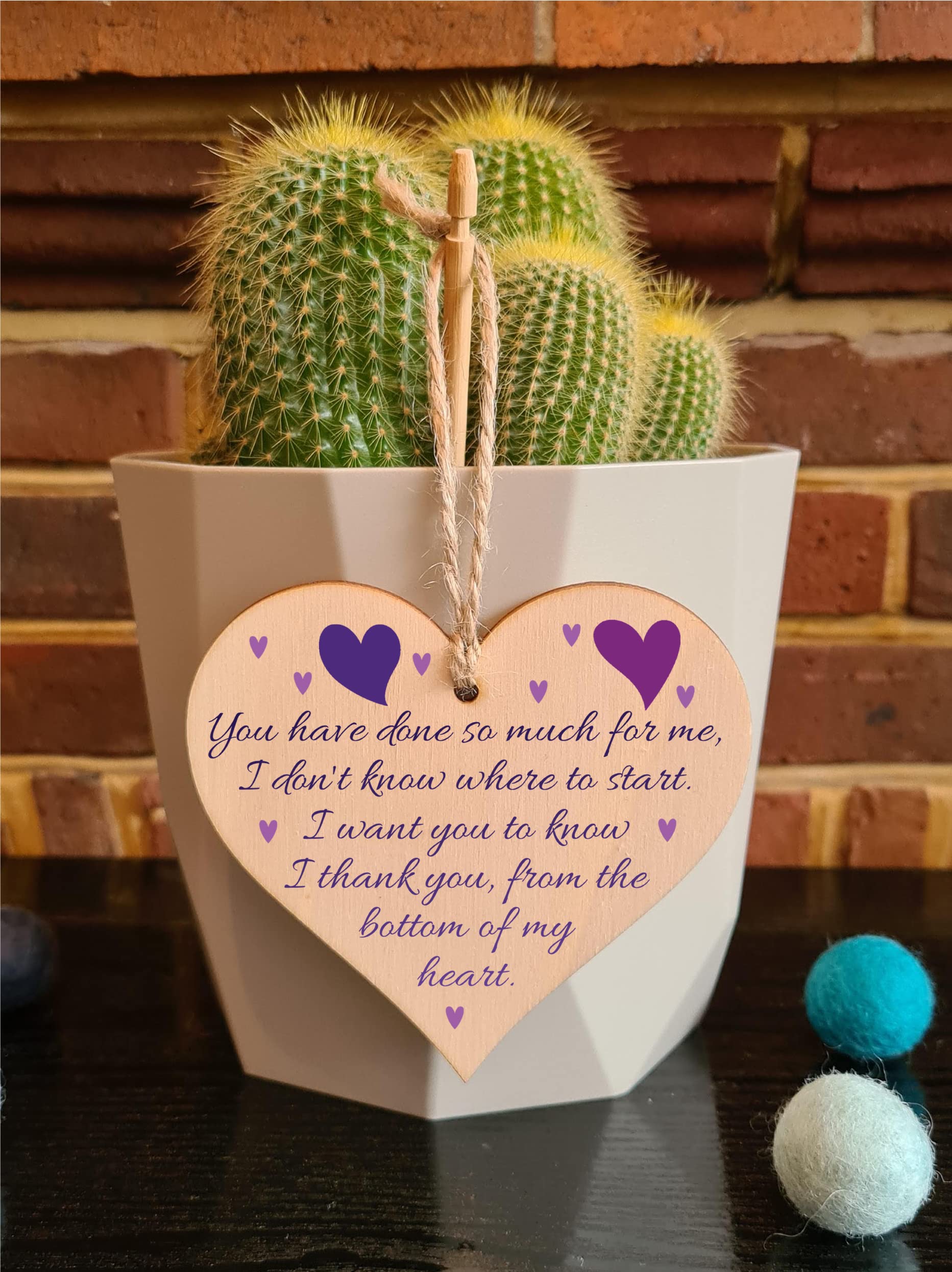 Handmade Wooden Hanging Heart Plaque Gift for Someone Special Thank you Keepsake
