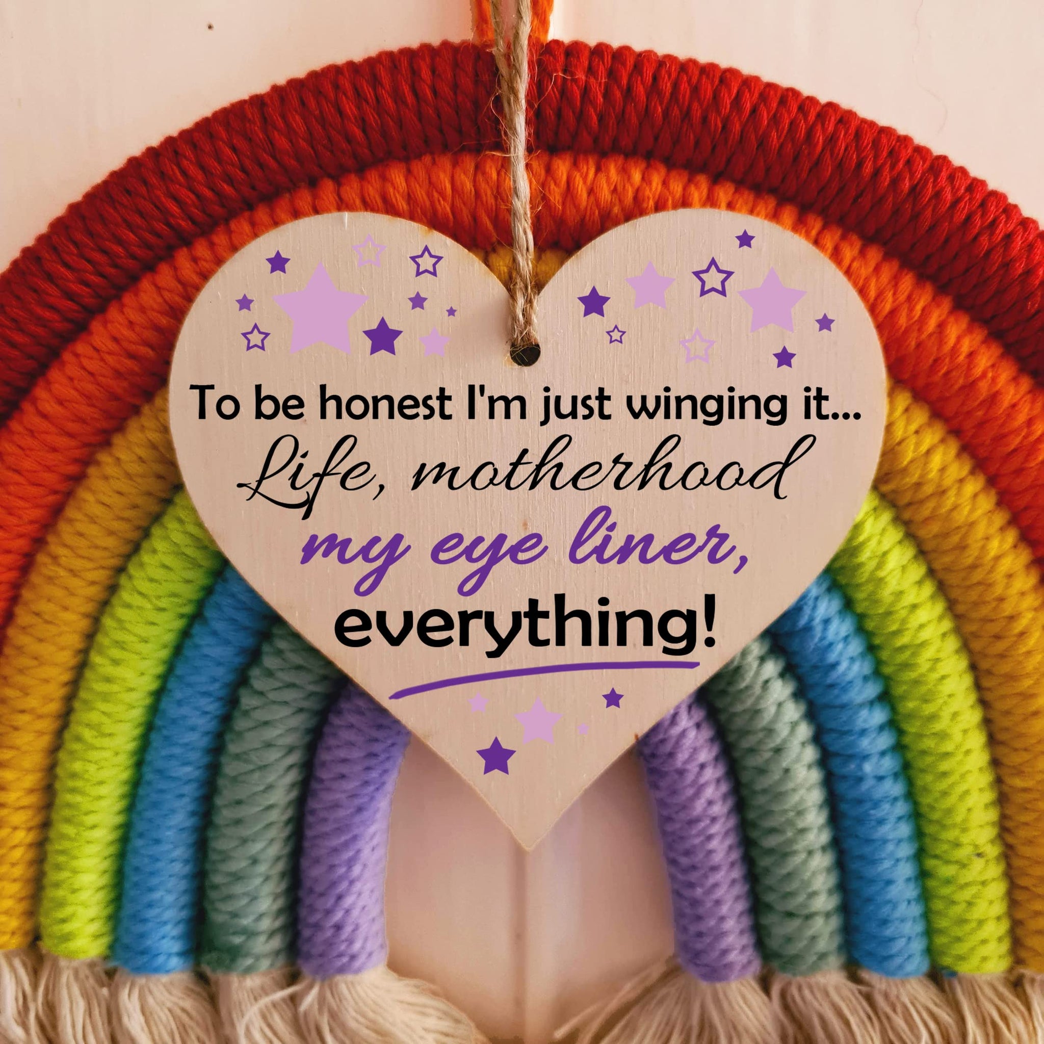 Handmade Wooden Hanging Heart Plaque Gift for Mum Funny Gift about Motherhood