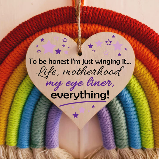 Handmade Wooden Hanging Heart Plaque Gift for Mum Funny Gift about Motherhood