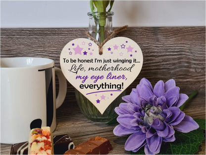 Handmade Wooden Hanging Heart Plaque Gift for Mum Funny Gift about Motherhood